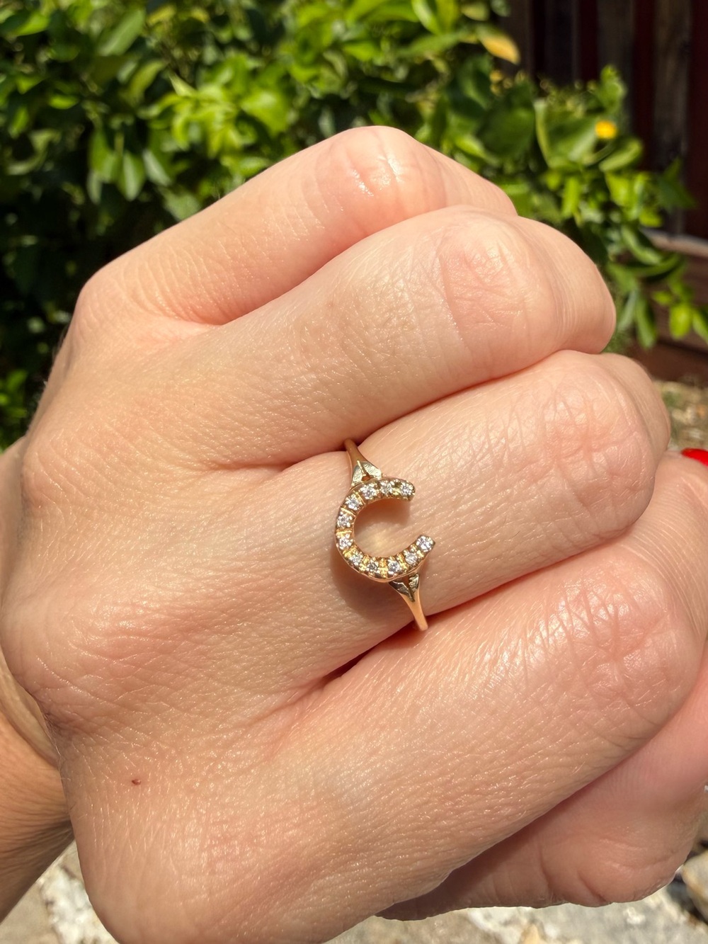 14k Gold Lucky Horseshoe Ring